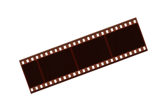 Film strip, vintage camera roll negative, retro cinema movie memory frame, transparent background