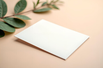 Reflective Mirror Surface with Green Foliage and Neutral Backgro