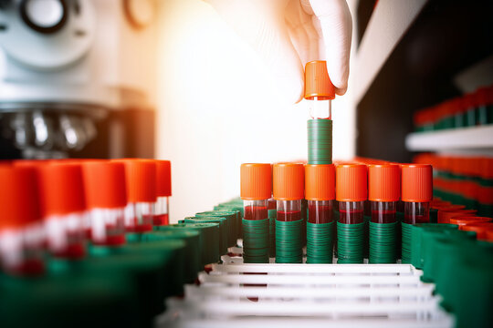 Medical Professional Handling Test Tubes for Diagnosis and Analysis - Powered by Adobe