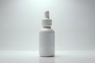 White Dropper Bottle on White Surface - Beauty Product Mockup