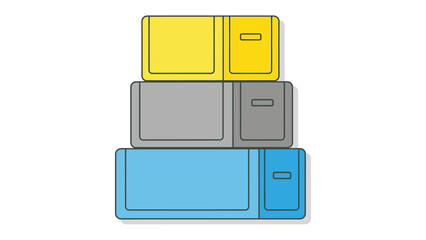 Stack of Colorful Containers: A stack of three containers, each a different pastel hue, offers a sleek, modern, and minimalist design, ideal for storage or organization.