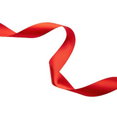 Curved red ribbon isolated on transparent background