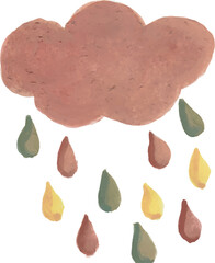Watercolor Cloud with Earthy Raindrops