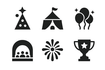 Symmetrical Abstract Logos. Occasion. Set Logo of Event Collection: Abstract geometric, Filled silhouette, Negative space, Flat solid, Symmetrical form,