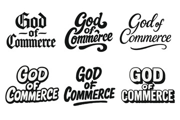 Fototapeta premium Creative Commerce Lettering. God of Commerce. Set lettering. harmonious lettering variations of the same emblematic concept (Gothic-inspired decorative type,