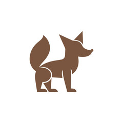 Obraz premium Minimal Vector Fox Silhouette Logo Design Icon – Elegant Wild Animal Emblem for Nature, Outdoor, Fashion, Technology, and Creative Brand Identity