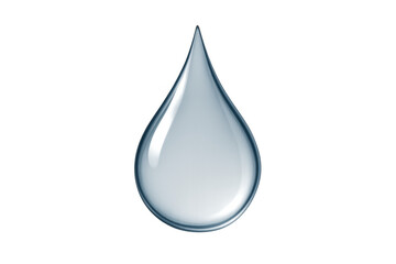 Water drop representing purity, freshness, hydration, and ecological conservation with reflections, transparent background