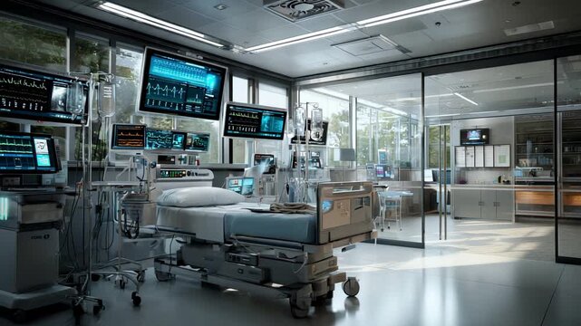 Modern Hospital Intensive Care Unit with Advanced Medical Equipment