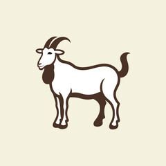 Obraz premium Minimal Vector Goat Silhouette Logo Design Icon – Modern Farm Animal Emblem for Agriculture, Organic Products, Mountain