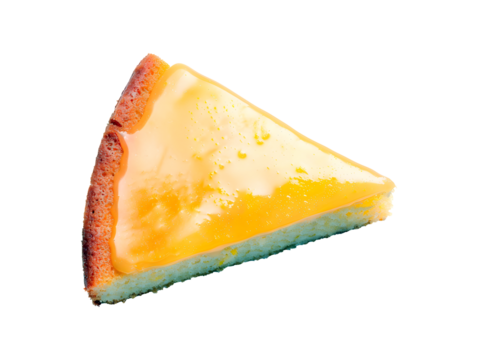 slice of custard tart isolated on white background