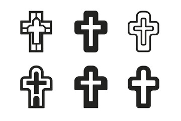 Obraz premium Monastery Logo Variations. The history and significance of Christian monasteries. Set Logo of The history and significance of Christian monasteries: