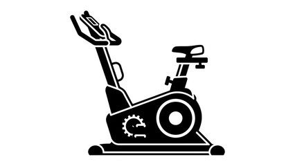 Stationary Bike Silhouette: A sleek, modern stationary bike, a symbol of fitness and healthy living, stands ready for exercise, with its clean lines, gear and ergonomic design. 