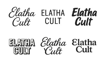 Obraz premium Harmonious Lettering Variations. Elatha Cult. Set lettering. harmonious lettering variations of the same emblematic concept, each with different artistic
