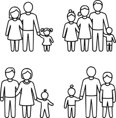Parenting and Family Outline Icons Minimal Generational Line Vector Set