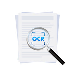 Document with OCR magnifying glass for text recognition