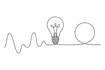 light bulb vector,
Lightbulb with Winding Line,
Continuous Line Drawing Symbolizing Ideas and Conceptual Flow