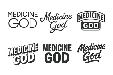 Fototapeta premium Medicine God Lettering Grid. Medicine God. Set lettering. harmonious lettering variations of the same emblematic concept (Abstract geometric letterforms,