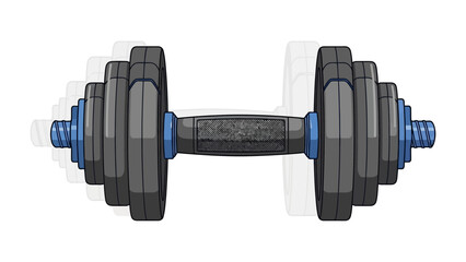 Weightlifting Equipment: A dynamic dumbbell poised for a workout. It embodies the essence of physical fitness, strength, and the relentless pursuit of self-improvement.