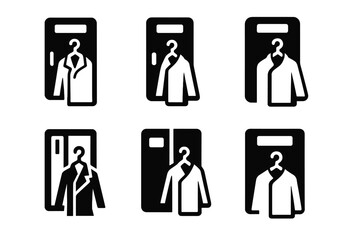 Coat Logo Variations. Hanging up a coat. Set Logo of Hanging up a coat: locker with name tag and hanging coat. harmonious logo variations of the same