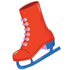 Ice skates. skating boots, laced shoes with blades. Skaters footwear for winter rink sports. Flat vector illustration isolated on white. 