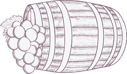 Wine Barrel and Grapes sketch collection