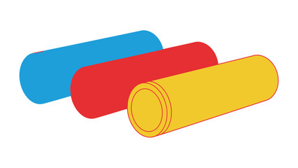 Colorful Cylinders Illustration: Three primary-colored cylinders, artfully arranged, represent geometric shapes, offering a minimalist yet captivating visual design.