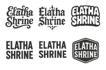 Fototapeta premium Elatha Lettering Variations. Elatha Shrine. Set lettering. harmonious lettering variations of the same emblematic concept, each with different artistic