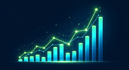Abstract financial graph with rising bars and lines, representing growth, success, and positive trends in business and investment analysis