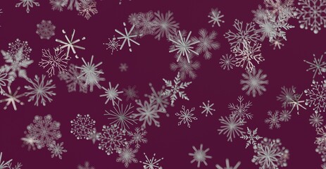 Abstract snowflake pattern on a dark red background. Perfect for Christmas, winter holiday, seasonal designs, and backgrounds.