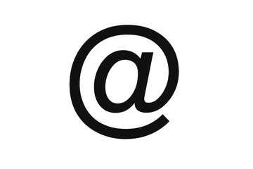 Black at sign symbol for email address and internet communication on transparent background, representing online messages