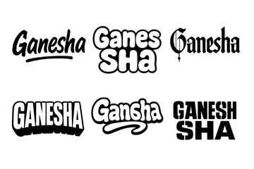 Fototapeta premium Ganesha Lettering Variations. Ganesha Deity. Set lettering. harmonious lettering variations of the same emblematic concept, each with different artistic