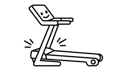 Smiling Treadmill: A minimalist illustration of a treadmill, perfect for promoting fitness and wellness.