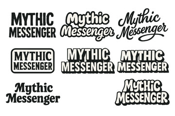 Fototapeta premium Mythic Messenger Designs. Mythic Messenger. Set lettering. harmonious lettering variations of the same emblematic concept (Grunge textured brush lettering,