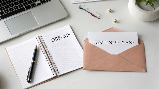 Notepad and Envelope with Message for Goal Setting and Planning