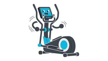 Happy Elliptical Trainer : A vibrant illustration of an elliptical machine with a cheerful face, radiating positivity and encouraging fitness in a fun and engaging way.