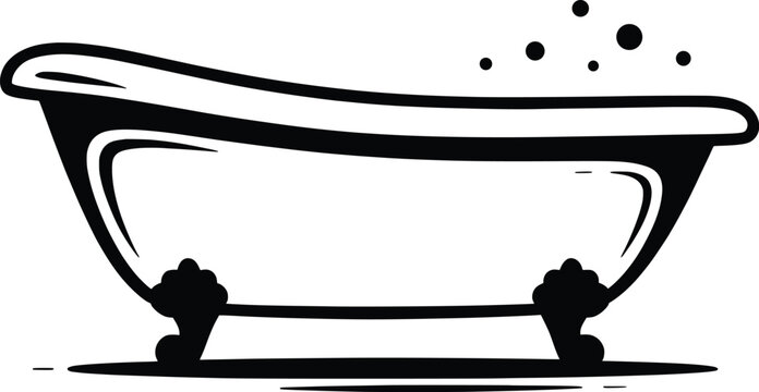 Vintage Bathtub Silhouette Vector Illustration.