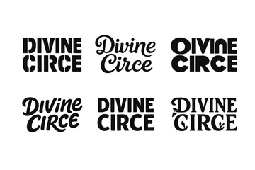 Obraz premium Harmonious Lettering Grid. Divine Circe. Set lettering. harmonious lettering variations of the same emblematic concept (Stencil-inspired urban lettering,