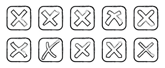 Black Cross symbol. Brush Stroke cross vector illustration. Cancel Symbol Stock Illustrations