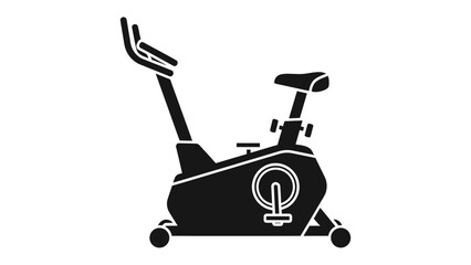 Exercise Bicycle Silhouette: A sleek, minimalist silhouette of an exercise bicycle, rendered in bold black against a clean backdrop, representing fitness and wellness.