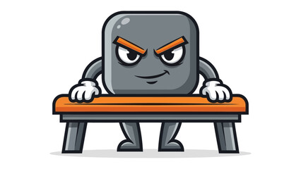 Bench Character in an Artistic Pose: A unique illustration of a bench personified with eyes, hands, and legs, embodies an artistic character.