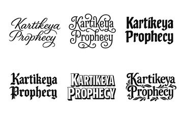 Fototapeta premium Karitkeya Lettering Variations. Karitkeya Prophecy. Set lettering. harmonious lettering variations of the same emblematic concept, each with different artistic