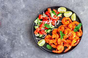 Tandoori Shrimp in a Air Fryer Directly Above Photo