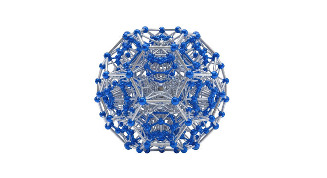 Intricate blue and white geometric network structure
