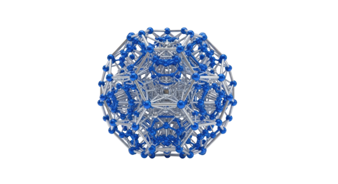 Intricate blue and white geometric network structure