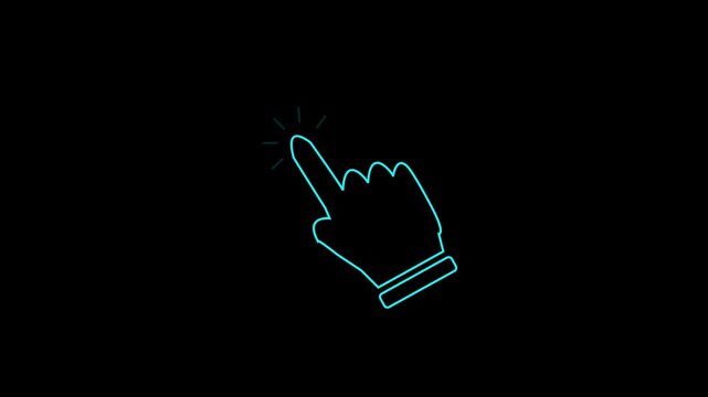 Interactive touchscreen icon green finger tap action gesture digital interface symbol isolated on transparent background ,4k video .