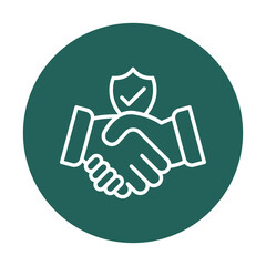 Handshake with shield and checkmark icon isolated on transparent background