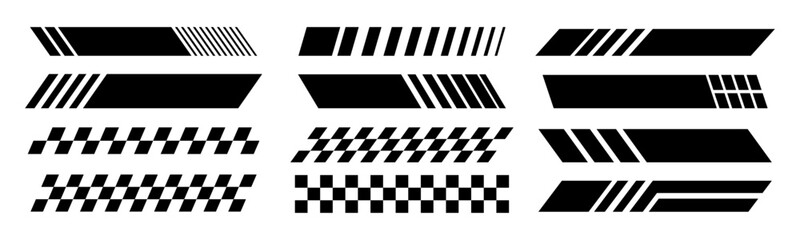Racing stripe vector set, race car vector, checkered flag designs, car racing flag, vintage car racing, car racing track, car, auto racing, automotive graphics, black and white finish line