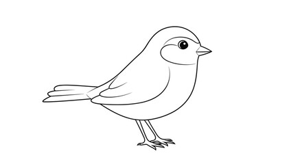 Obraz premium A small outline drawing of a perched bird facing right.