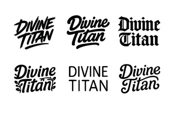 Fototapeta premium Harmonious Typography Collection. Divine Titan. Set lettering. harmonious lettering variations of the same emblematic concept (Dynamic brushstroke graffiti