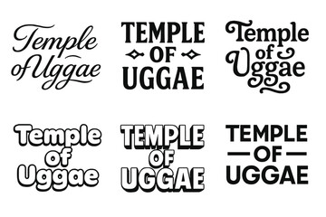 Obraz premium Uggae Temple Typography. Temple of Uggae. Set lettering. harmonious lettering variations of the same emblematic concept, each with different artistic